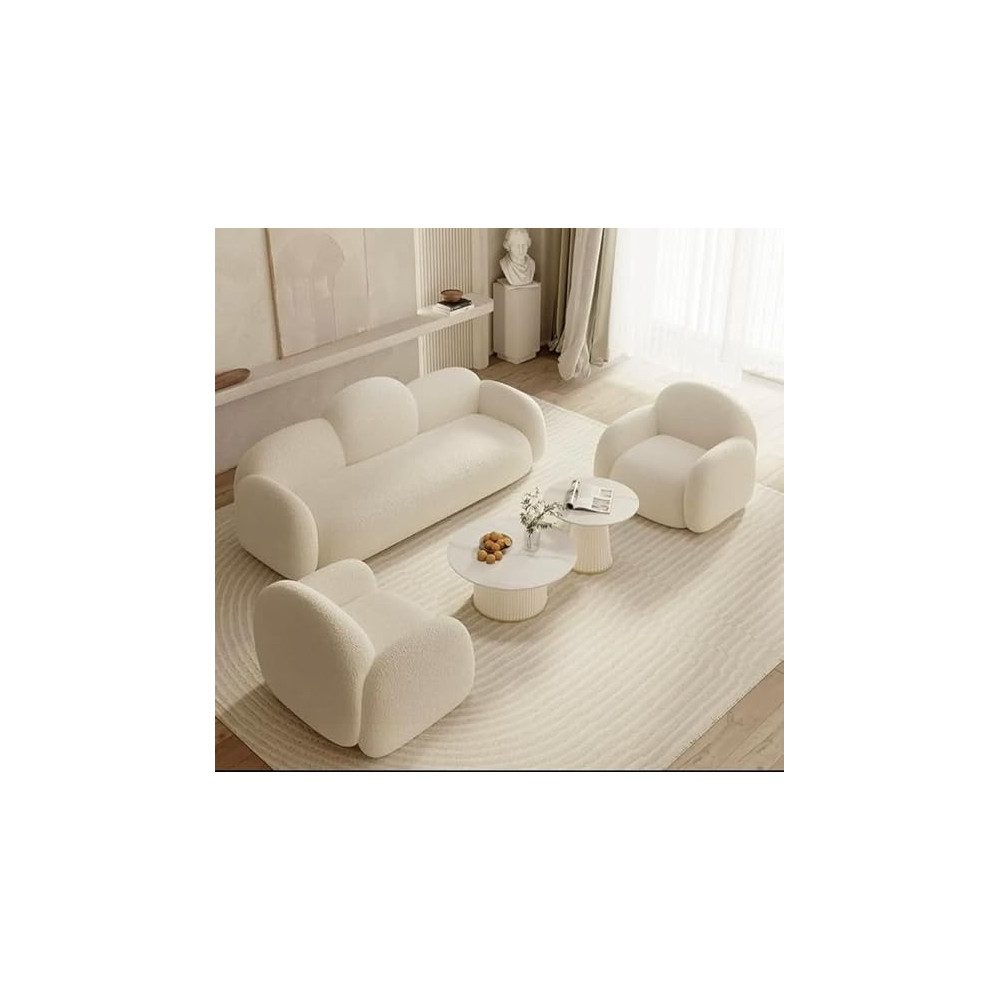 Ripple Furniture Boucle Bubble Back Sofa Set, White