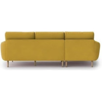 Raj Furniture Royal Azure Elegance 4 Seater L-Shaped Living Room Sofa In Plush Velvet Fabric, LHS, Yellow Fabric