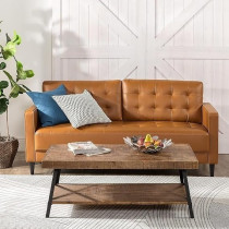 Ripple Furniture Mid-Century 3 Seater Leather Sofa Couch Furniture, Brown