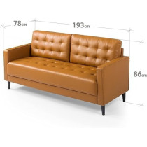 Ripple Furniture Mid-Century 3 Seater Leather Sofa Couch Furniture, Brown