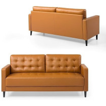 Ripple Furniture Mid-Century 3 Seater Leather Sofa Couch Furniture, Brown