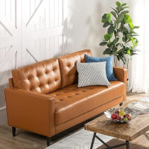 Ripple Furniture Mid-Century 3 Seater Leather Sofa Couch Furniture, Brown