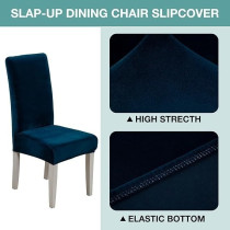 Raj Furniture Velvet Dining Chair Cover Set Of 2, Dark Blue