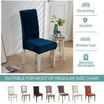 Raj Furniture Velvet Dining Chair Cover Set Of 2, Dark Blue
