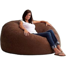Comfy Large Seude Coffee Brown Bean Bag, Brown, H42 x W42 x D28 cm