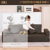 Raj Furniture Couch Extended Size 10 Pieces With Futons, Floor Couch Floor Sofa Modular Furniture For Kids And Adults, Modular Foam Play Couch, Modular Sectional Sofa, Charcoal