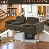 Raj Furniture Couch Extended Size 10 Pieces With Futons, Floor Couch Floor Sofa Modular Furniture For Kids And Adults, Modular Foam Play Couch, Modular Sectional Sofa, Charcoal