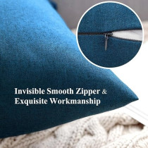 MIULEE Pack Of 2 Decorative Outdoor Solid Waterproof Throw Pillow Covers, 16 x 16 Inch, Blue