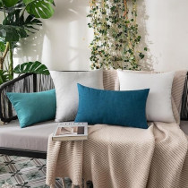 MIULEE Pack Of 2 Decorative Outdoor Solid Waterproof Throw Pillow Covers, 16 x 16 Inch, Blue