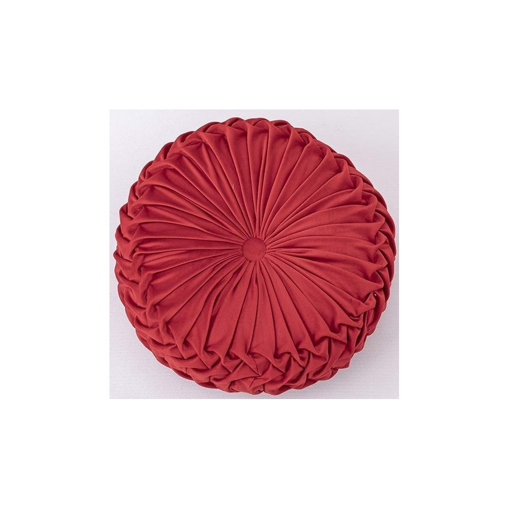 Raj Furniture Chair Seat Pads 6 Pack Velvet Round Throw Pillow, Red
