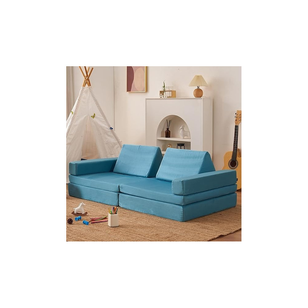 Raj Furniture Kids Couch 8 Pieces Sofa Modular Furniture, Lightblue
