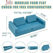 Raj Furniture Kids Couch 8 Pieces Sofa Modular Furniture, Lightblue