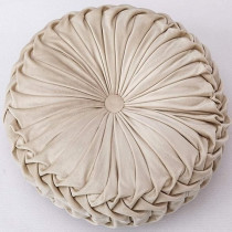 Raj Furniture Chair Seat Pads 6 Pack Velvet Round Throw Pillow, Beige