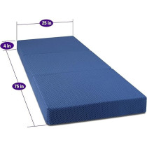 Olee Sleep Tri-Folding Memory Foam Mattress Topper, Blue