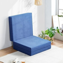 Olee Sleep Tri-Folding Memory Foam Mattress Topper, Blue
