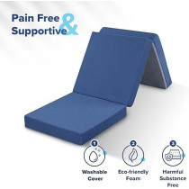 Olee Sleep Tri-Folding Memory Foam Mattress Topper, Blue