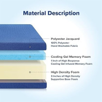 Olee Sleep Tri-Folding Memory Foam Mattress Topper, Blue