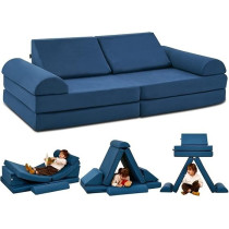 Raj Furniture Kids Couch Medium 8 Pieces Sofa Modular Furniture, Navy Blue