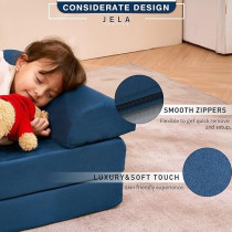 Raj Furniture Kids Couch Medium 8 Pieces Sofa Modular Furniture, Navy Blue