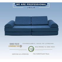 Raj Furniture Kids Couch Medium 8 Pieces Sofa Modular Furniture, Navy Blue