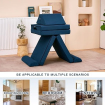 Raj Furniture Kids Couch Medium 8 Pieces Sofa Modular Furniture, Navy Blue