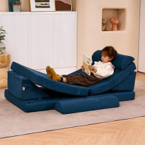 Raj Furniture Kids Couch Medium 8 Pieces Sofa Modular Furniture, Navy Blue