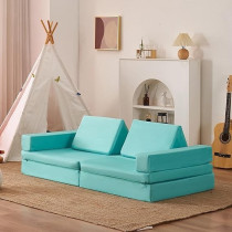 Raj Furniture Kids Extended Size 8 Pieces Sofa Couch Modular Furniture For Family, Mintblue