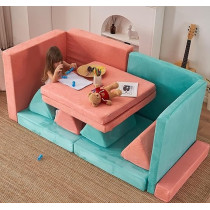 Raj Furniture Kids Extended Size 8 Pieces Sofa Couch Modular Furniture For Family, Mintblue