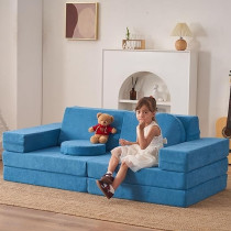 Raj Furniture Kids Couch Play Couch 10 Pieces Sofa Set, Classic Teal