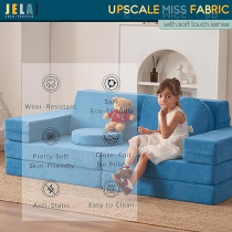 Raj Furniture Kids Couch Play Couch 10 Pieces Sofa Set, Classic Teal