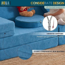 Raj Furniture Kids Couch Play Couch 10 Pieces Sofa Set, Classic Teal