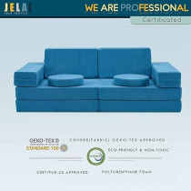 Raj Furniture Kids Couch Play Couch 10 Pieces Sofa Set, Classic Teal