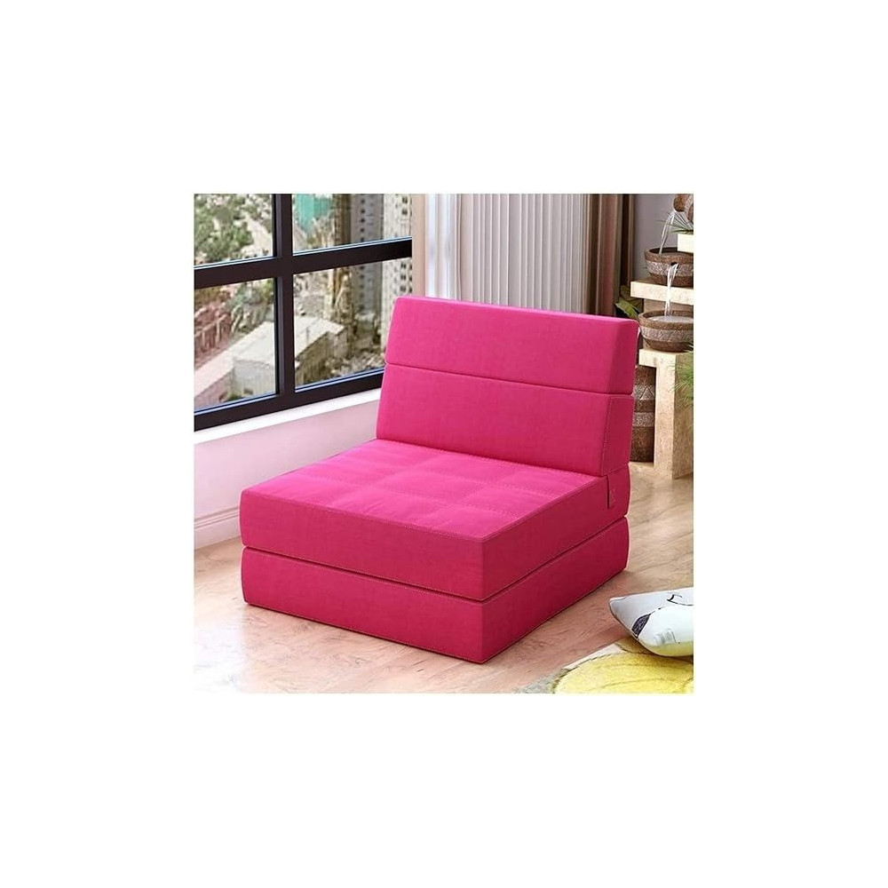 Raj Furniture Modern Simplicity Fabric Folding Sofa Bed, Rose Red