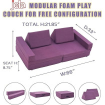 Raj Furniture Extended Size 8 Pieces Floor Sofa Couch Modular Furniture, Purple