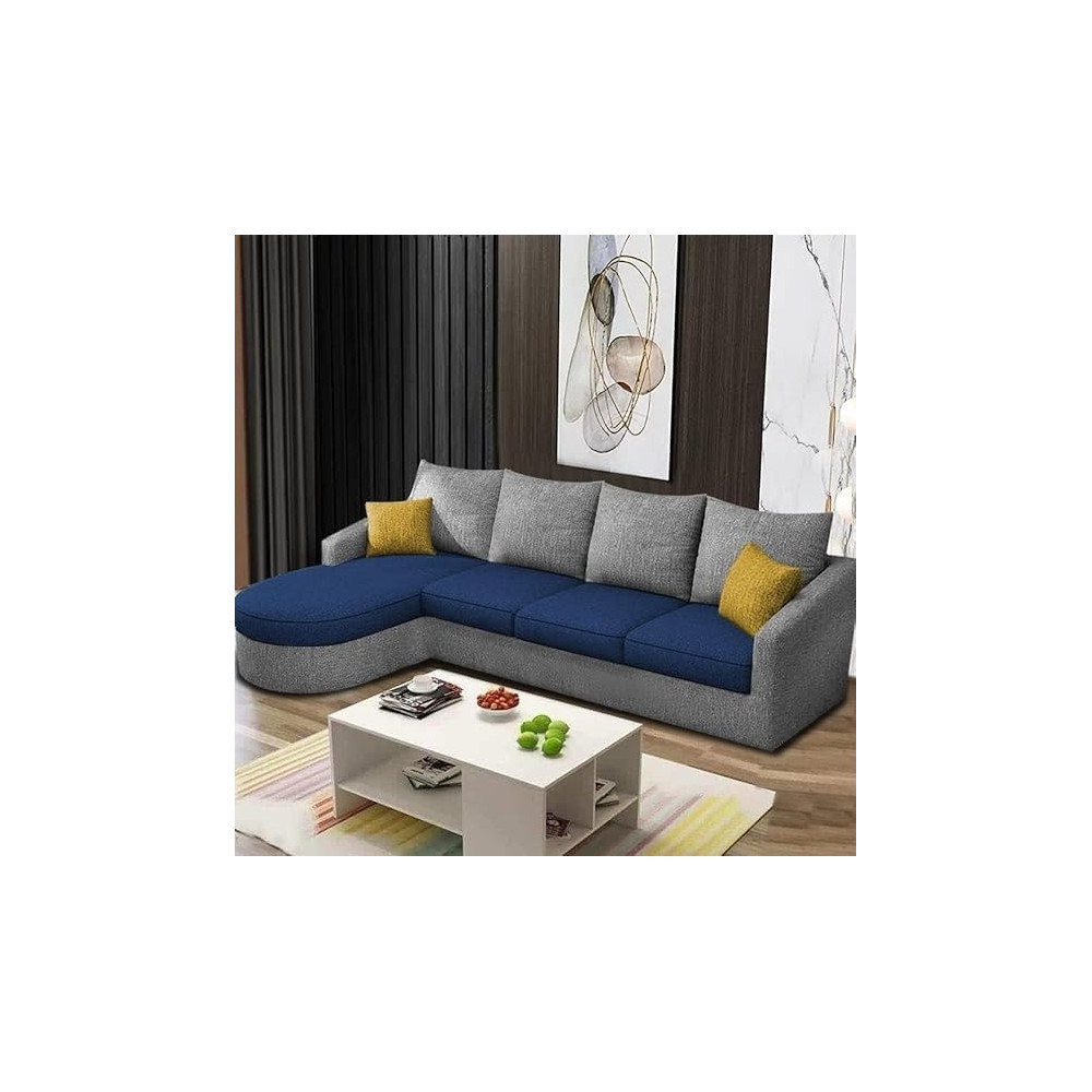 Ripple Furniture Sumptuous Serenity The Round Lounger L-Shape 6 Seater Sofa Set For Your Living Room, LHS, Blue Grey