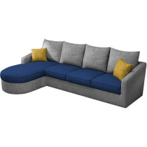 Ripple Furniture Sumptuous Serenity The Round Lounger L-Shape 6 Seater Sofa Set For Your Living Room, LHS, Blue Grey