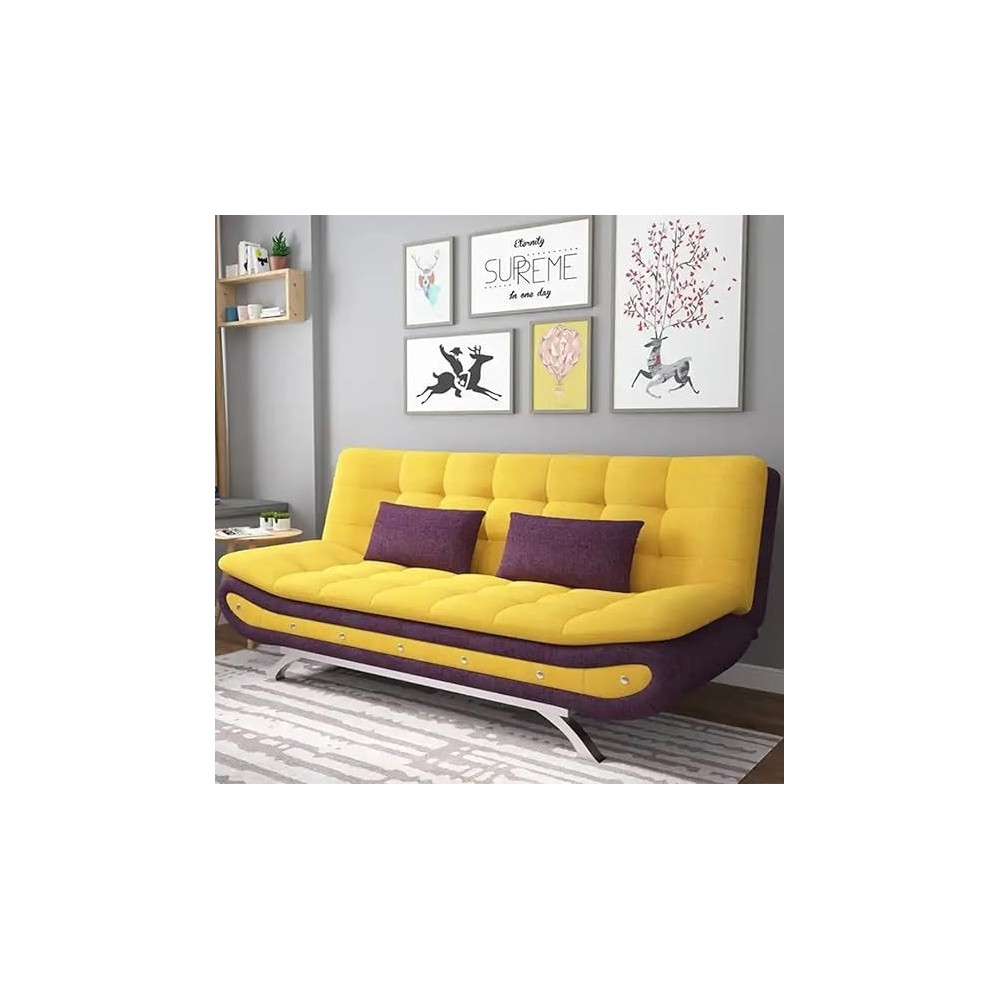 Ripple Furniture Stylish Sofa Bed For Versatile Living Cozy Sofa Turns Bed Comfort For Sitting Or Sleeping, Amber Yellow