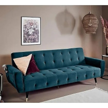 Raj Furniture 2 In 1 Upholstered Flip Sofa Bed, Turquoise