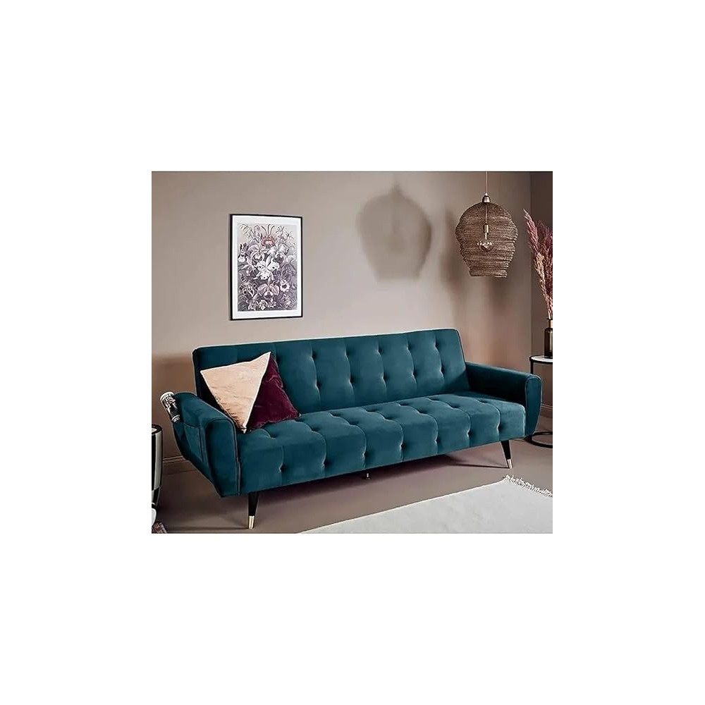 Raj Furniture 2 In 1 Upholstered Flip Sofa Bed, Turquoise