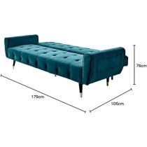 Raj Furniture 2 In 1 Upholstered Flip Sofa Bed, Turquoise