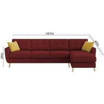 VerdeLux 6 Seater With Premium Velvet Upholstery Sofa Set, Maroon Fabric, RHS