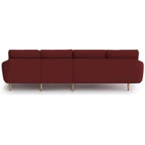 VerdeLux 6 Seater With Premium Velvet Upholstery Sofa Set, Maroon Fabric, RHS