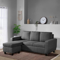 Raj Furniture Modern Fabric Interchangeable Sectional Sofa, Stone Grey