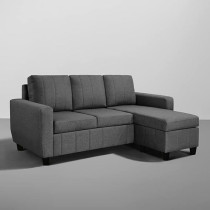 Raj Furniture Modern Fabric Interchangeable Sectional Sofa, Stone Grey