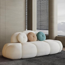 Ripple Furniture Contemporary Armless Sofa Wool Cloud Stylish Living Room Sofa, White