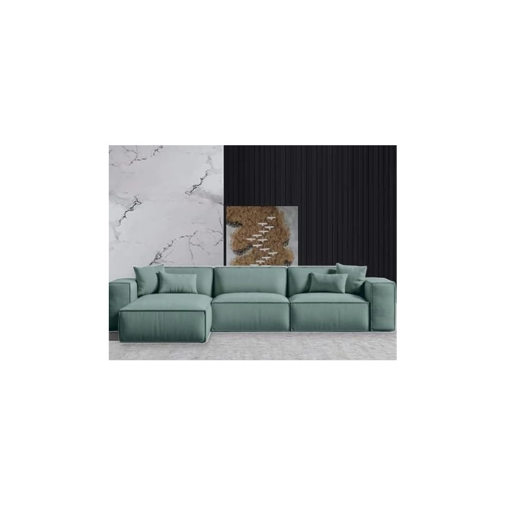 Ripple Furniture L-Shape Modern Style Luxury Home Couch, Right, Green