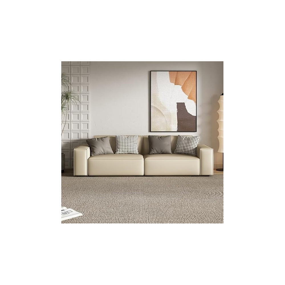 Raj Furniture Italian Minimalist Type Square Sofa Set Furniture For Living Room, Beige