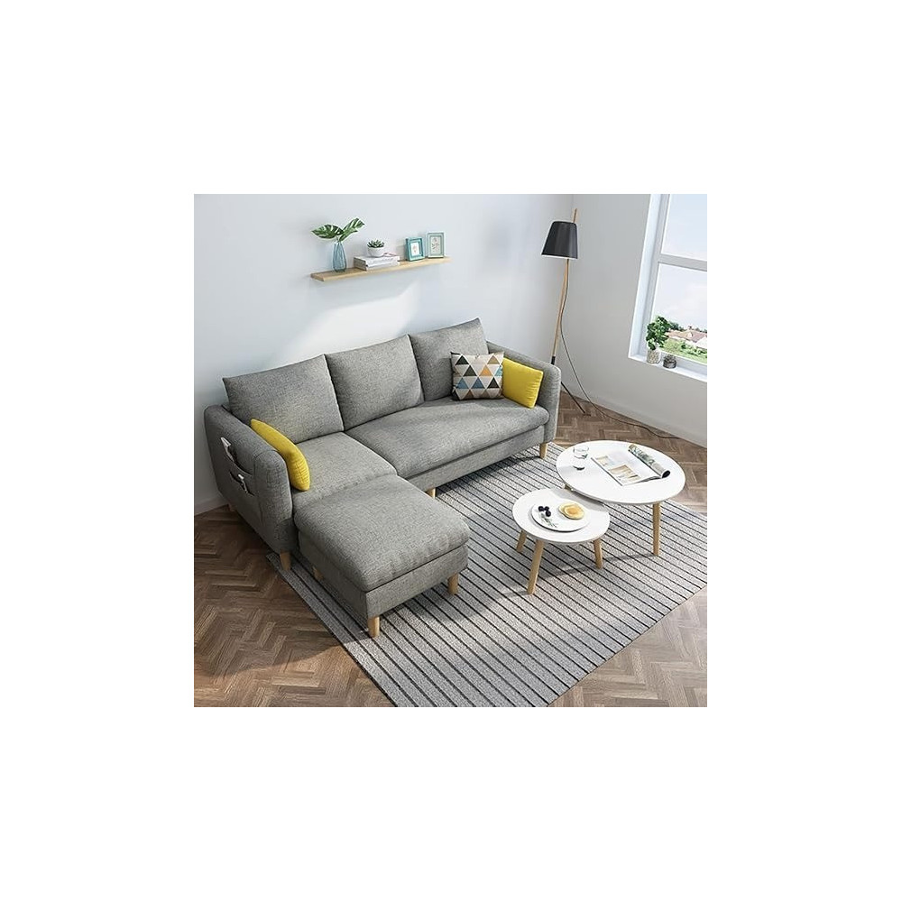 Raj Furniture Sectional Fabric Sofa Set Cotton Furniture Home Apartment Hotel Green, Grey