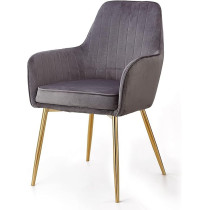 Comfy Soft Velvet Seat And Back With Thick Seat Cushion Metal Legs Armchairs For Dining Room And Living Room, Dark Grey
