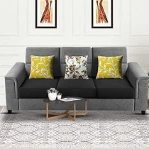 Raj Furniture 3 Seater Sofa Set For Living Room, Black/Grey